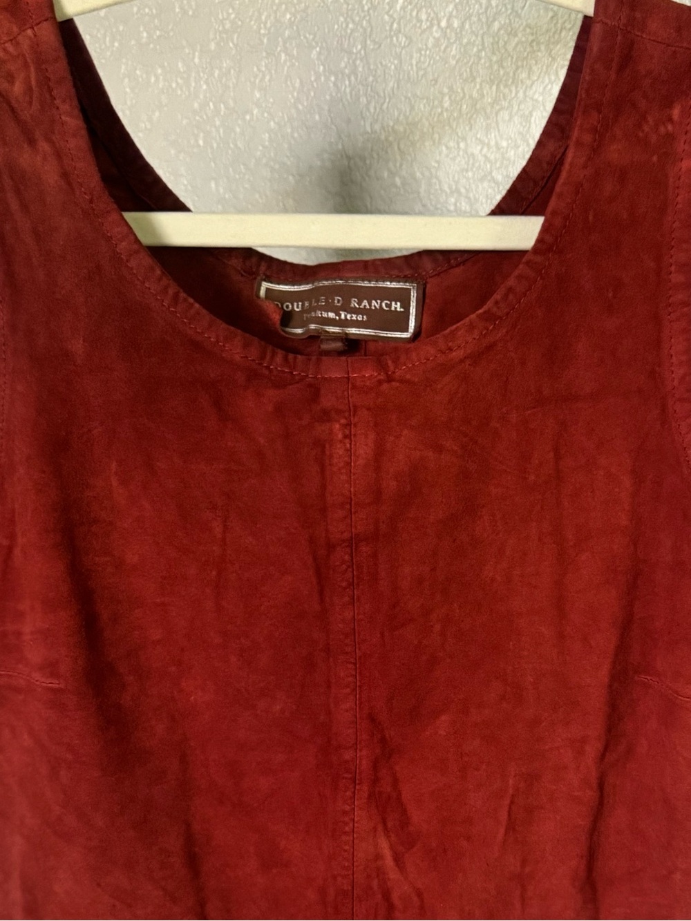 Vintage Double D Ranch 100% Leather Rust Brown Tank Top Western Boho Women’s Med